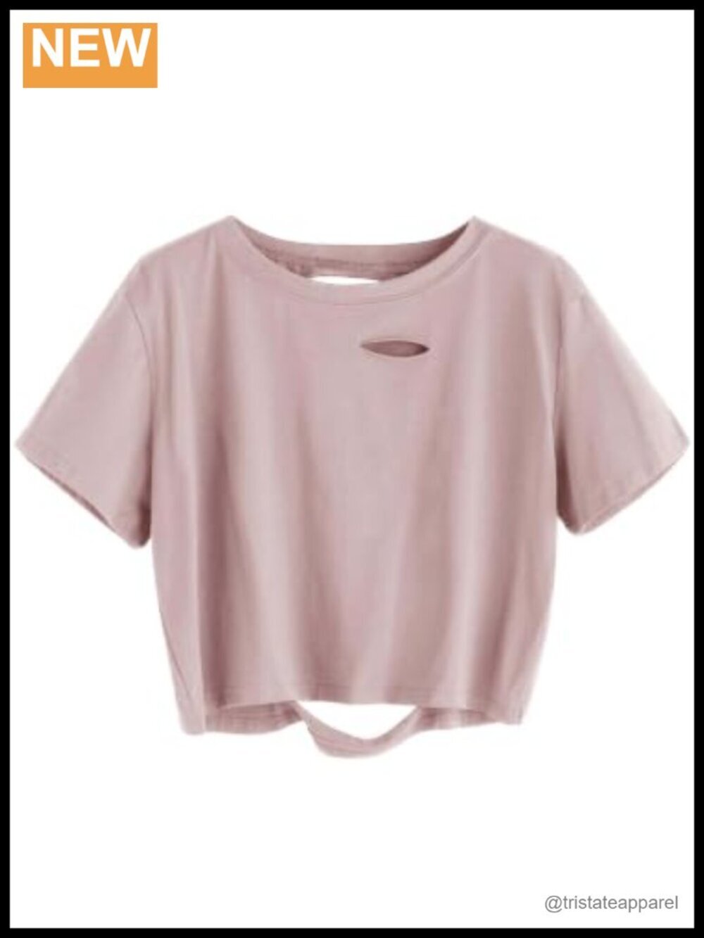 Distressed Short Sleeve Crop Top Crewneck T-Shirt